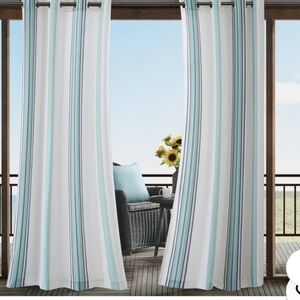 Striped Blue and White Outdoor Curtains